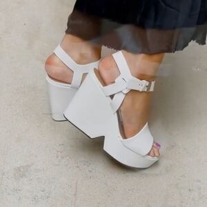 Robert Clergerie Darryl white Platforms Sandals Wedges Shoes Sz 41 10.5 NEW